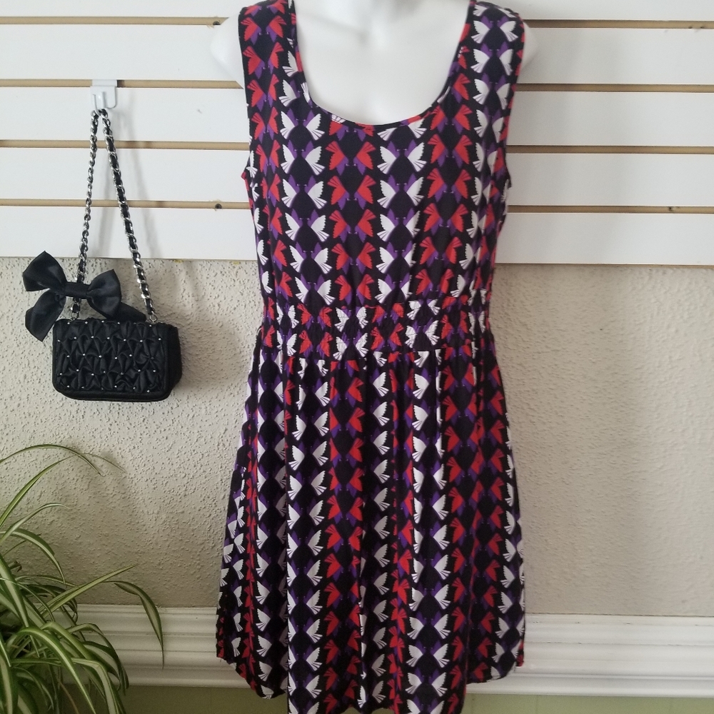 Tulle Sleeveless bird print dress size M